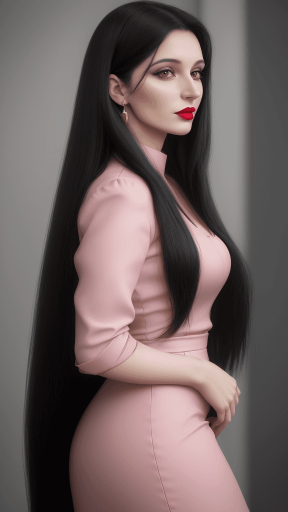 AI generated: arafed woman with long hair and pink lipstick posing for a picture, ekaterina, profile image, red li...
