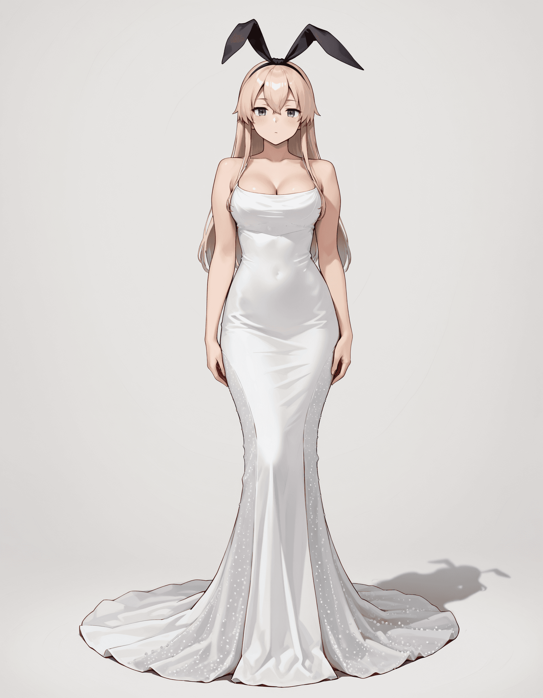 Crepe Spaghetti Strap Cowl Backless Pearl Detail Wedding Dress