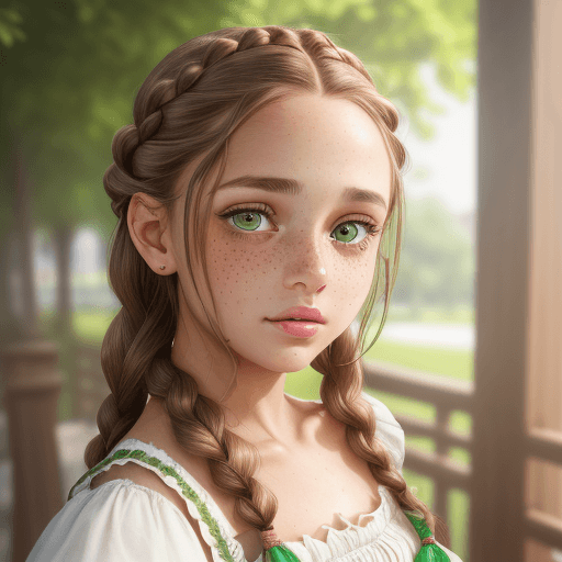 AI generated: A cute girl with light brown braided hair, talking a selfie (close up) ((waist up)), wearing a summe...