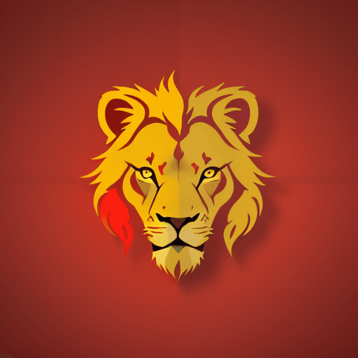 AI generated:  red and yellow gradient logo of lion 