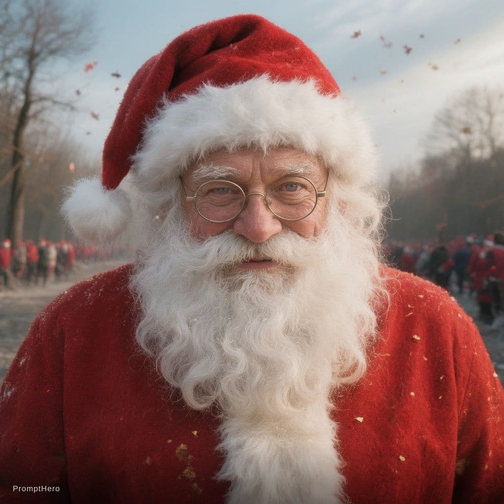 AI generated: papa Noel judío en campo de concentración 
