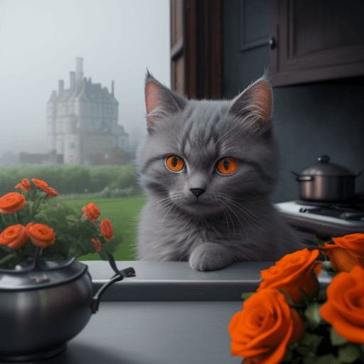 AI generated: The fog enshrouds the scene, creating an air of mystery, Raw photo, artistic photography, gray cute ...