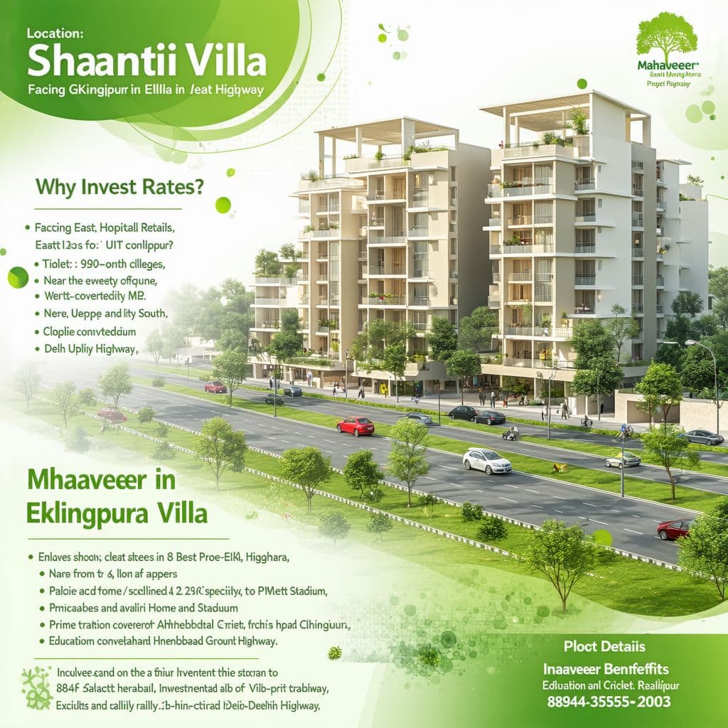 AI generated: "Design a professional real estate poster for Mahaveer Property promoting Shanti Villa in Eklingpura...