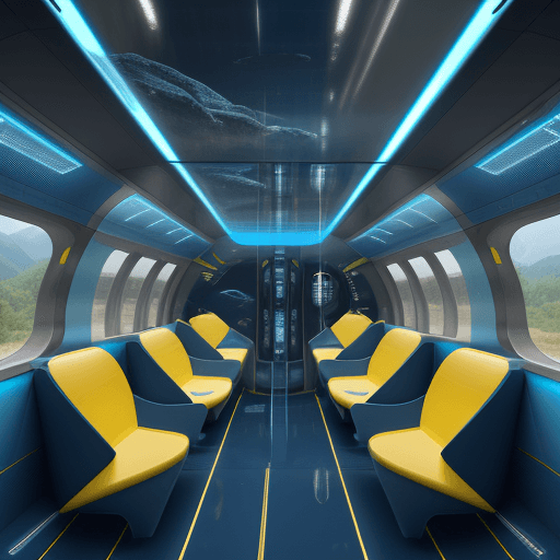 AI generated: Futuristic Concept Bullet Train with Underwater Reflective (reflections) features (transparent) and ...