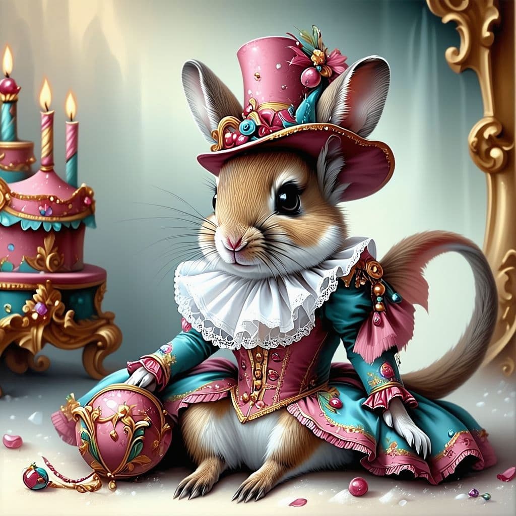 AI generated: A whimsical carnival animal in a vintage costume, highly detailed --sref 3725510406