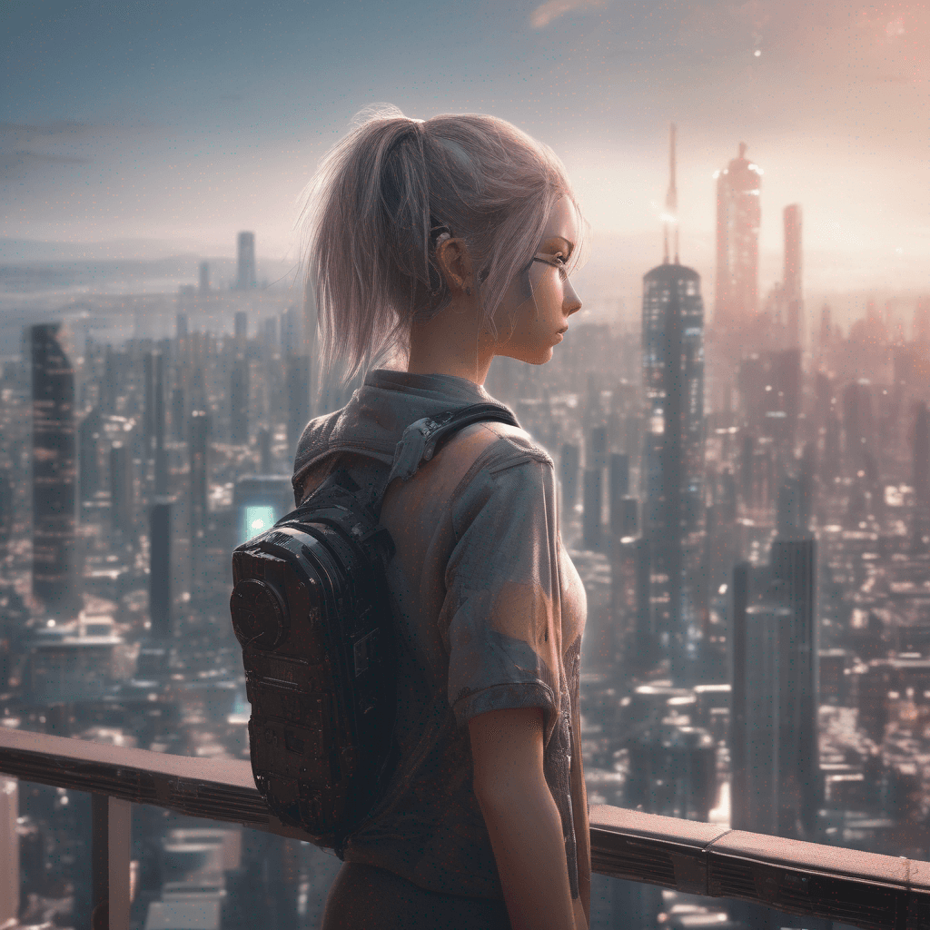 AI generated: beautiful girl dramy city