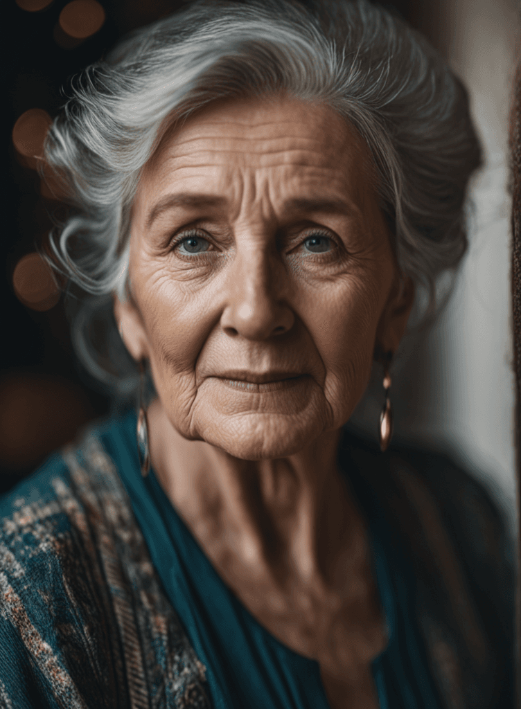 AI generated: Highly detailed RAW portrait of an elderly Irish woman with tired, worn textures, distinct skin pore...
