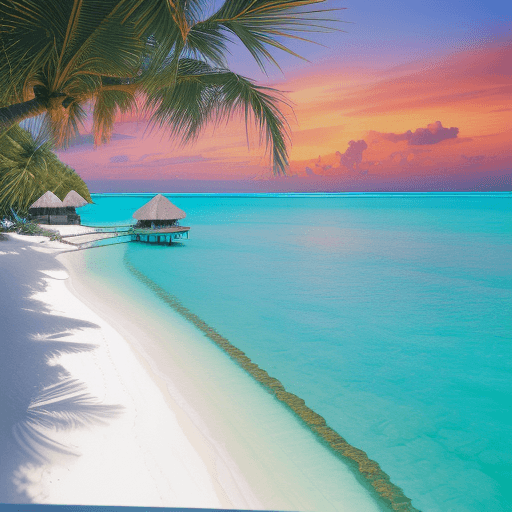 AI generated: incredible turquoise waters, pristine white sandy beaches, vibrant coral reefs teeming with marine l...