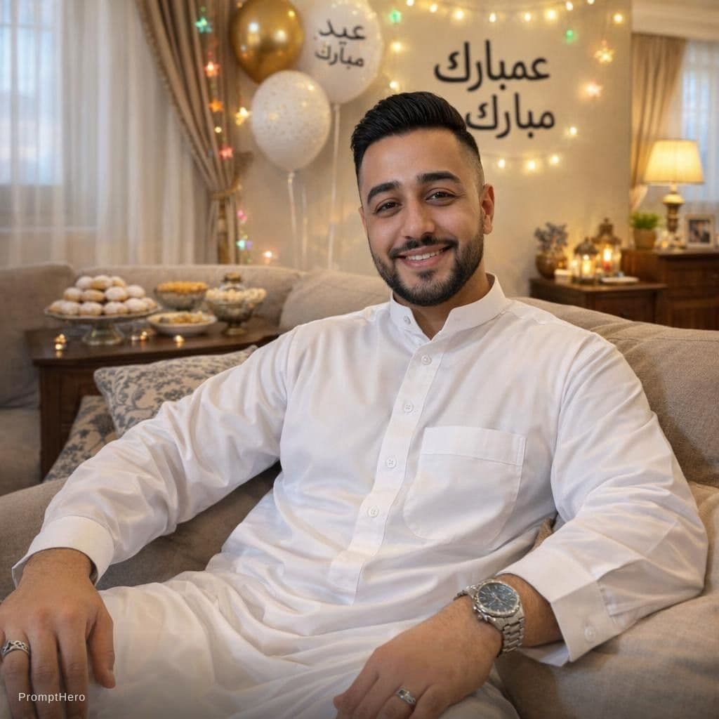 AI generated: Ultra-realistic Eid celebration photo using the reference image as the exact identity blueprint. Rec...