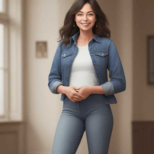 AI generated: a woman wearing jeans with last smile