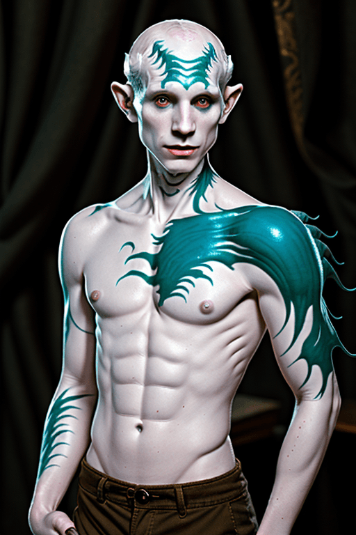 AI generated: Pale human, dnd changeling, shapeshifter, good looking