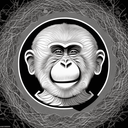 AI generated: dancing monkey, behind the monkey a globe. The monkey should be drawn with sleek lines and a contemp...
