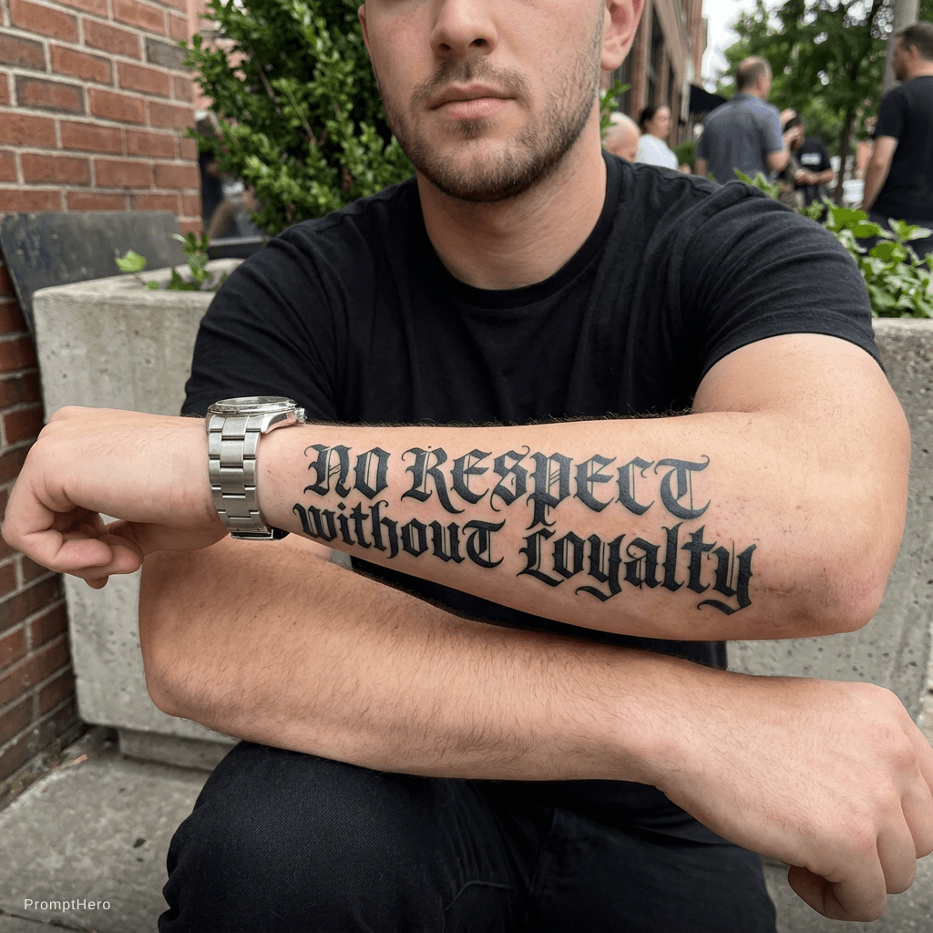 AI generated:  (No Respect without Loyalty)In a black medieval type font