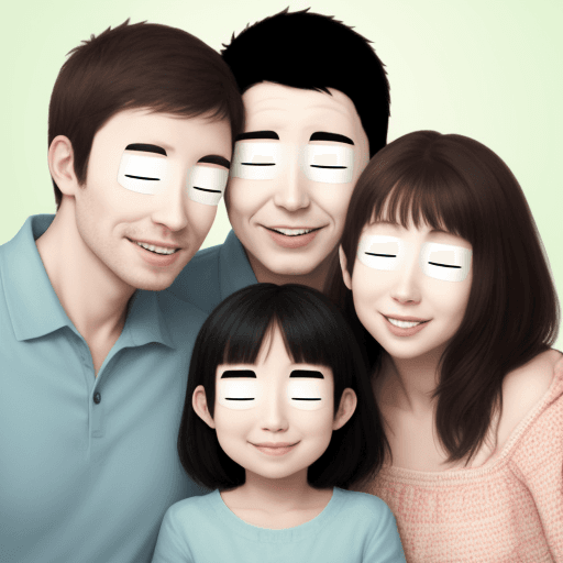 AI generated: Happy family with no eyes