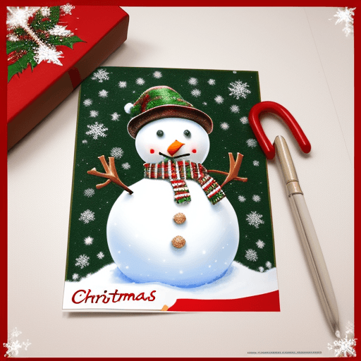 AI generated: Christmas, Christmas candy, Christmas tree decorated with a star, postcard, snowman