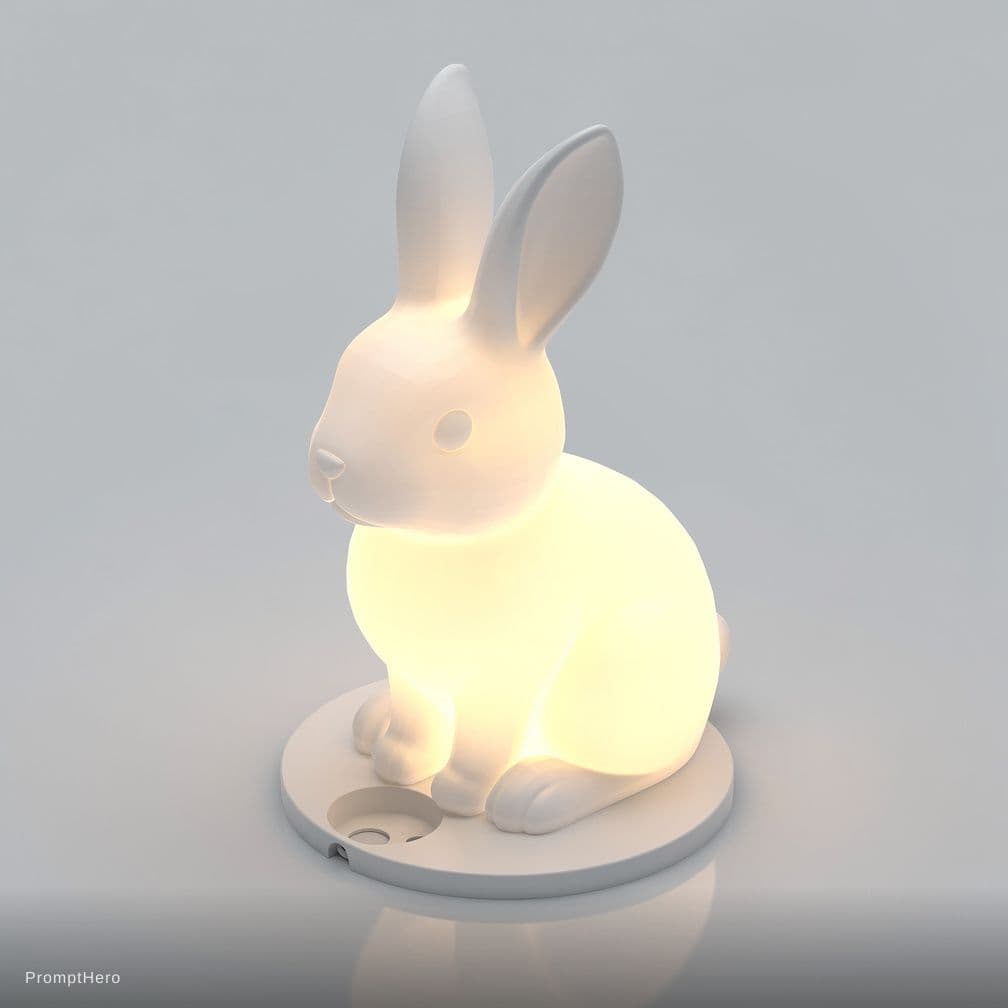 AI generated: Make a lovely easter bunny lamp what can be 3d printed. Flat bodem, 