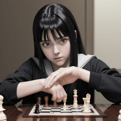 AI generated: Guts anime , playing, chess, hinata