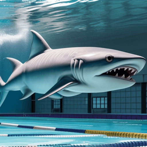 AI generated: crea uno squalo in una piscina
