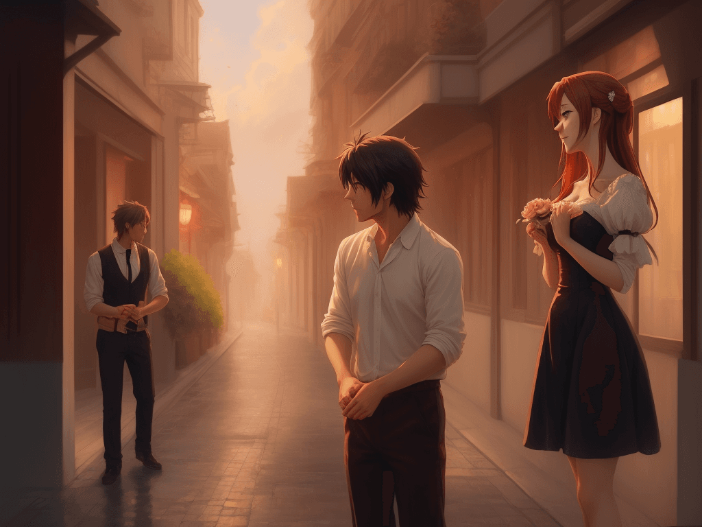 AI generated: a couple having romance anime oil paint cinematic stunning 