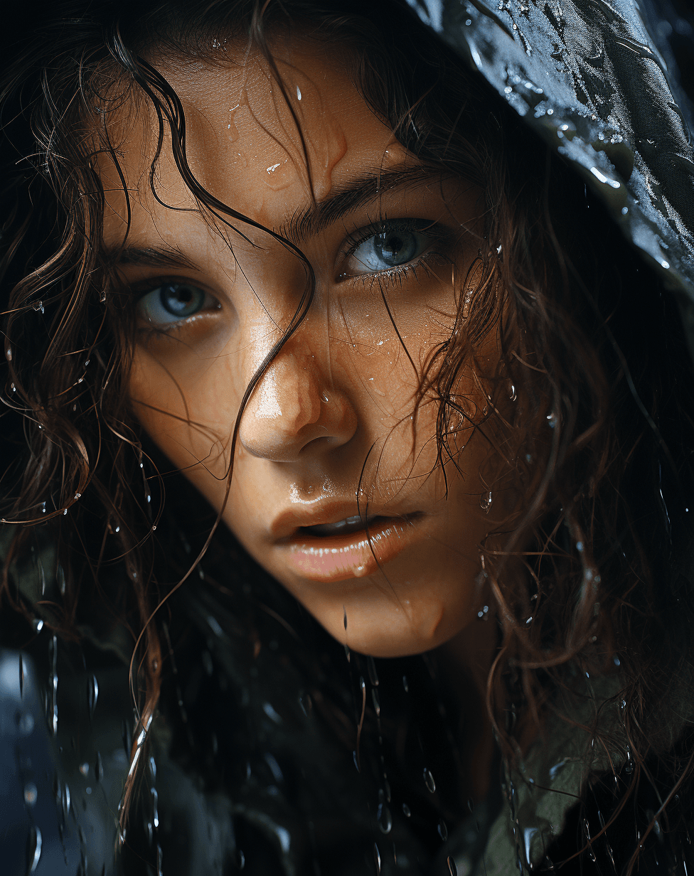 AI generated: a beautiful girl with water drops on her face, in the style of nathan wirth, dean cornwell, toni fri...