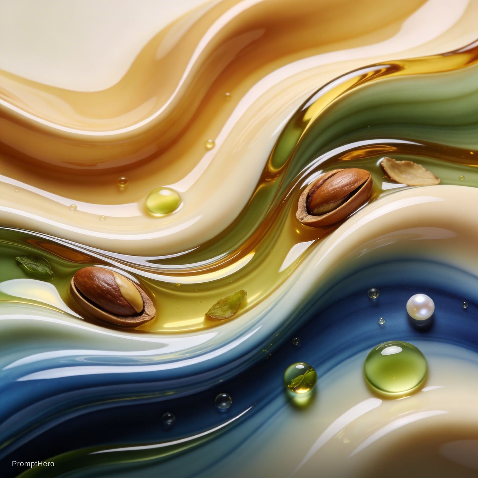 AI generated: A high-end abstract fluid composition with smooth, continuous flowing liquid waves and elegant marbl...