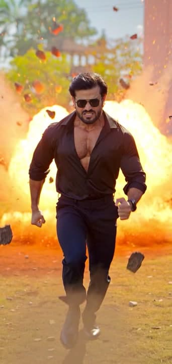 AI generated video: A high-octane South Indian mass action movie scene. A fierce and muscular male action hero in a styl...