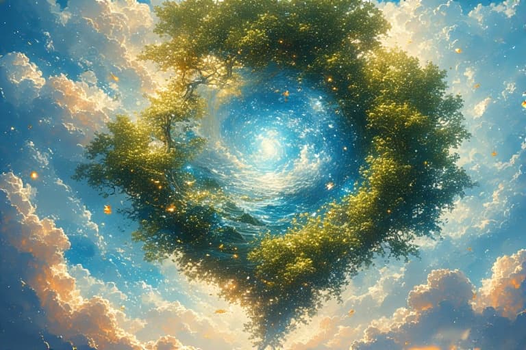 AI generated: Astral wallpaper composition with nature