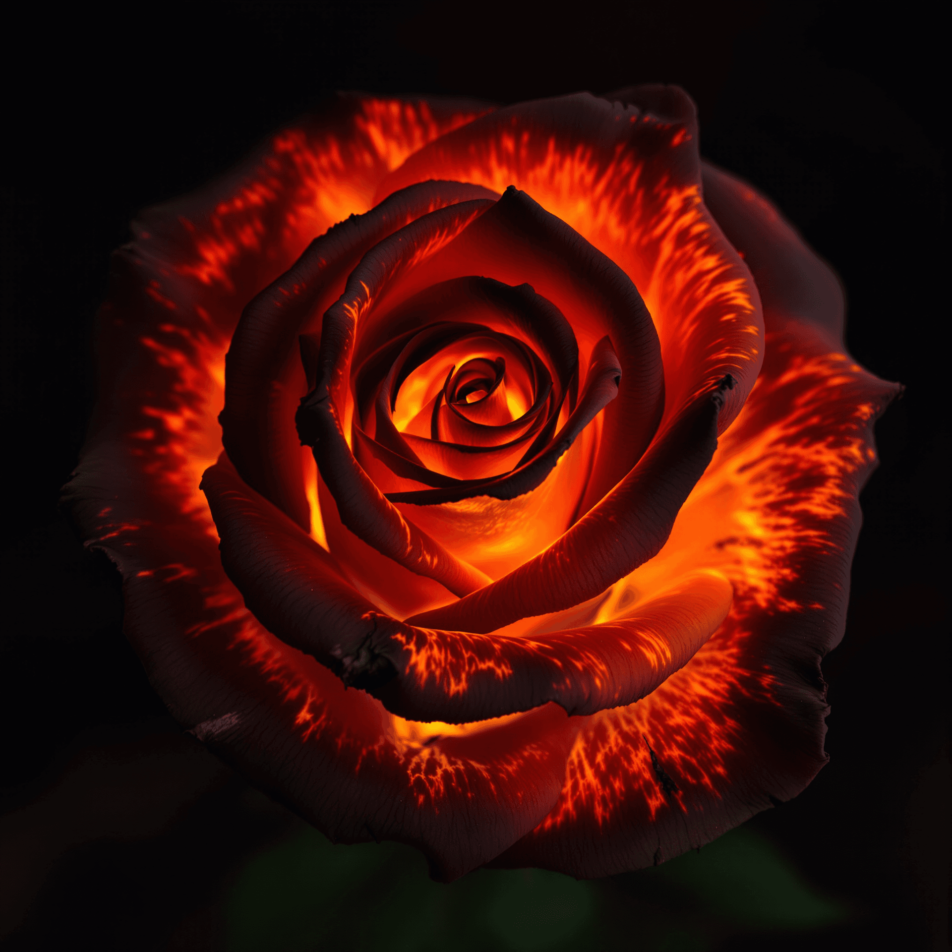 AI generated: A Flame That Never Burns Out
Each petal seems to flicker like molten lava, curling with darkened ed...