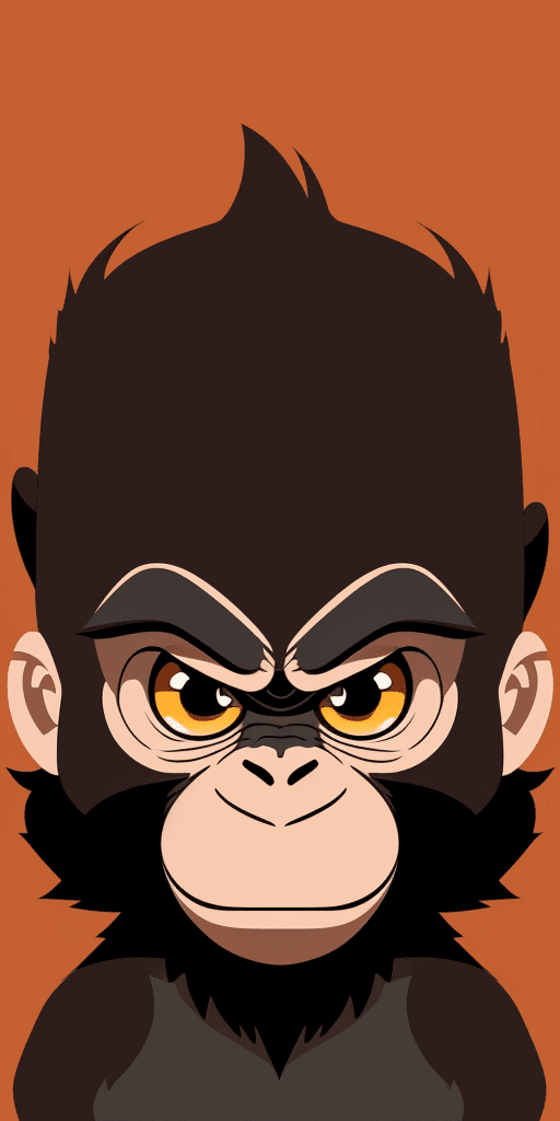 AI generated: vector illustration, cute monkey, angry, watching at camera, cartoon