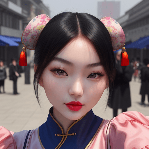 AI generated: Chinese model poses for a selfie, in the style of social media influencers, webcam photography, Feli...