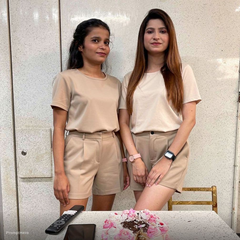 AI generated: mini top with mini shorts 