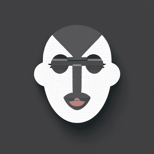 AI generated: a simple white dotted dots forming the shape of an man face, flat design, vector illustration, on bl...