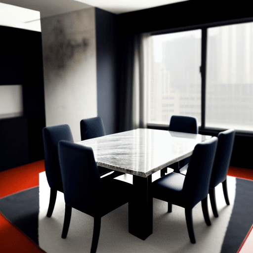 AI generated: high resolution photography interior design, spacious apartment, dinning room and living room view, ...