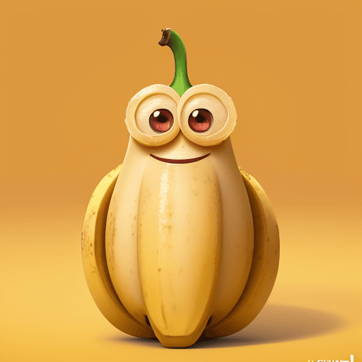 AI generated: A happy cartoon banana fruit, Pixar Style, perfect composition, 8k artistic photography, photorealis...