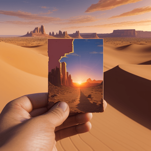 AI generated: A 3D sticker featuring a cowboy holding a map, heading towards a hidden treasure in the desert, with...