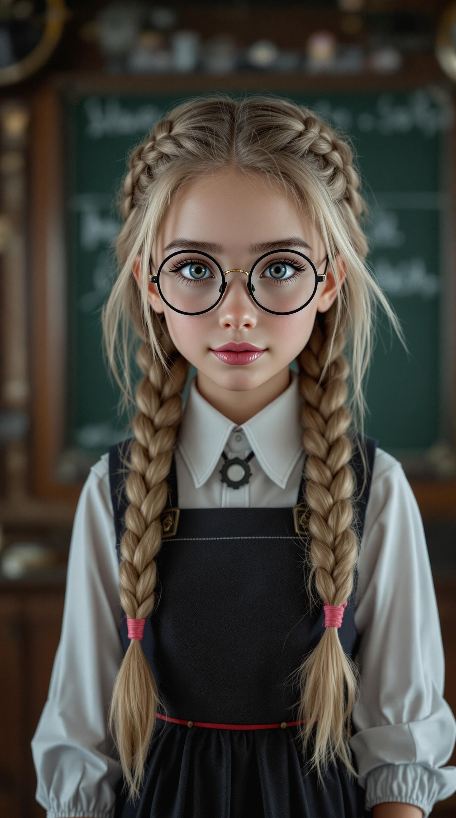 AI generated: a professional photo of a exceptionally beautiful 5th grade girl in the world, in a highly detailed,...