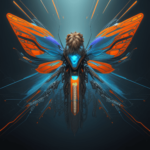 AI generated: lion
beautiful
mechanical
brilliant
colors
blue
orange
texture
wings
nature
insect
future
futuristic...