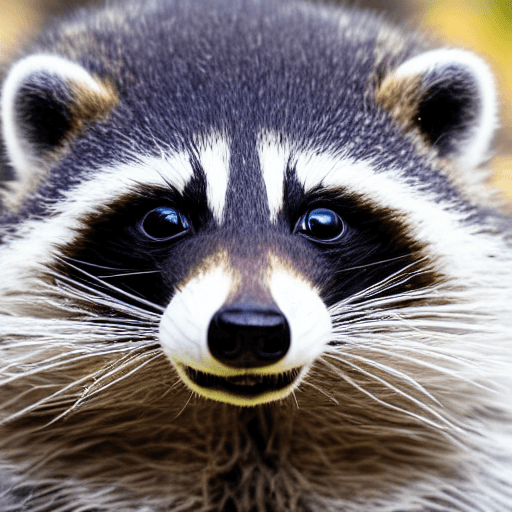 AI generated: front face image of happy racoon stuffed toy, black and shiny eyes, vivid and natural, a toy very si...