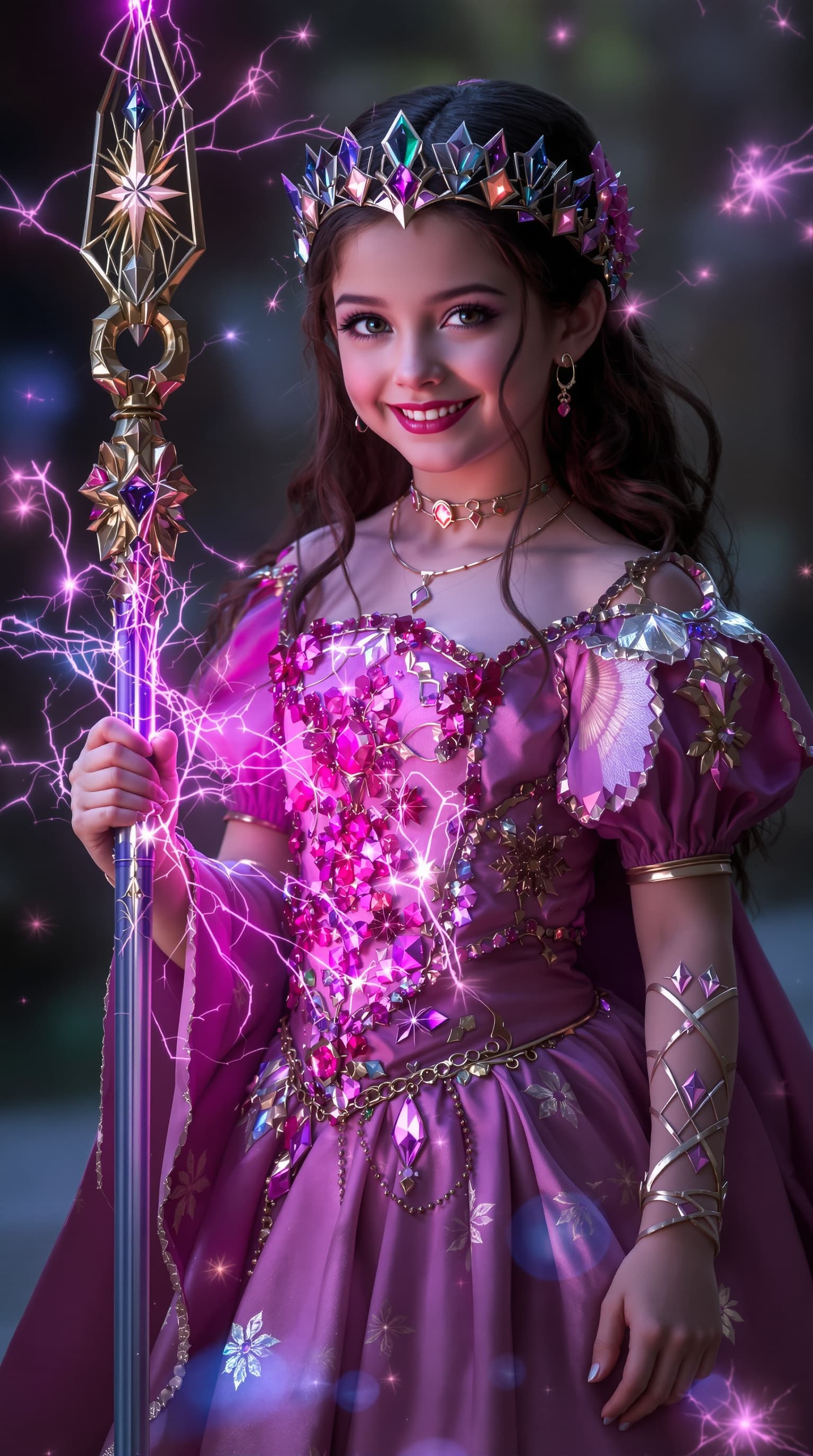 AI generated: A hyper-realistic depiction of seven year old cosplayer as Lunar Princess Ranni Elden Ring


