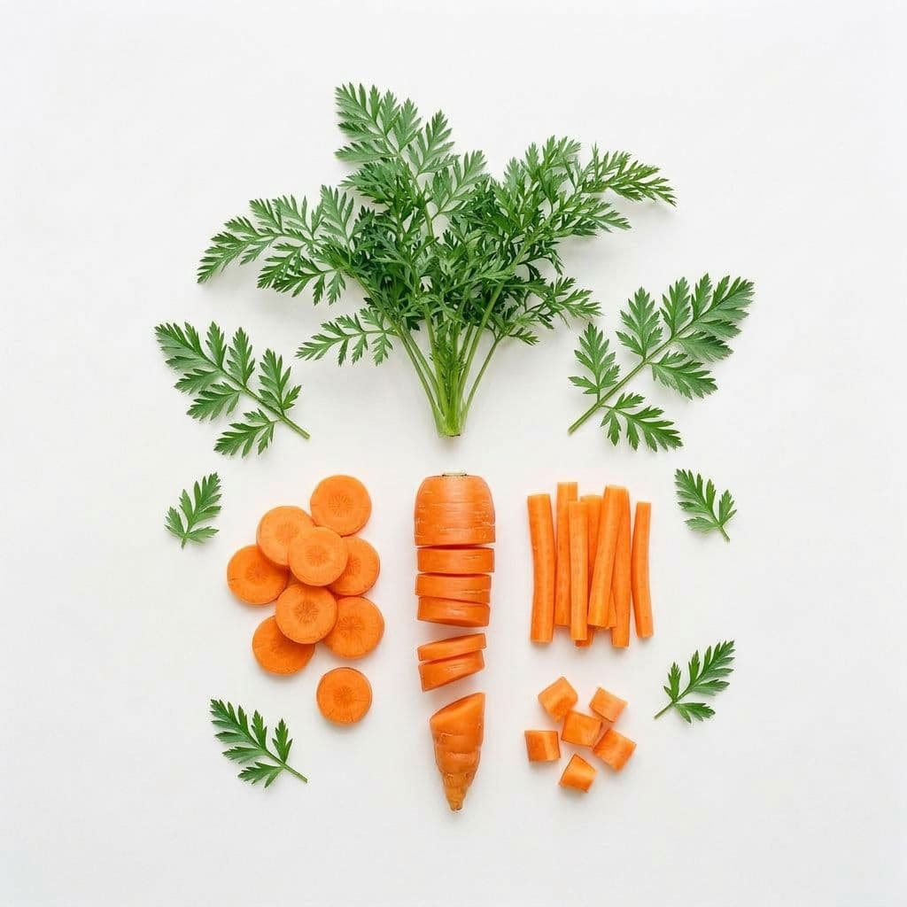 AI generated: A chopped carrot with white background seen from above