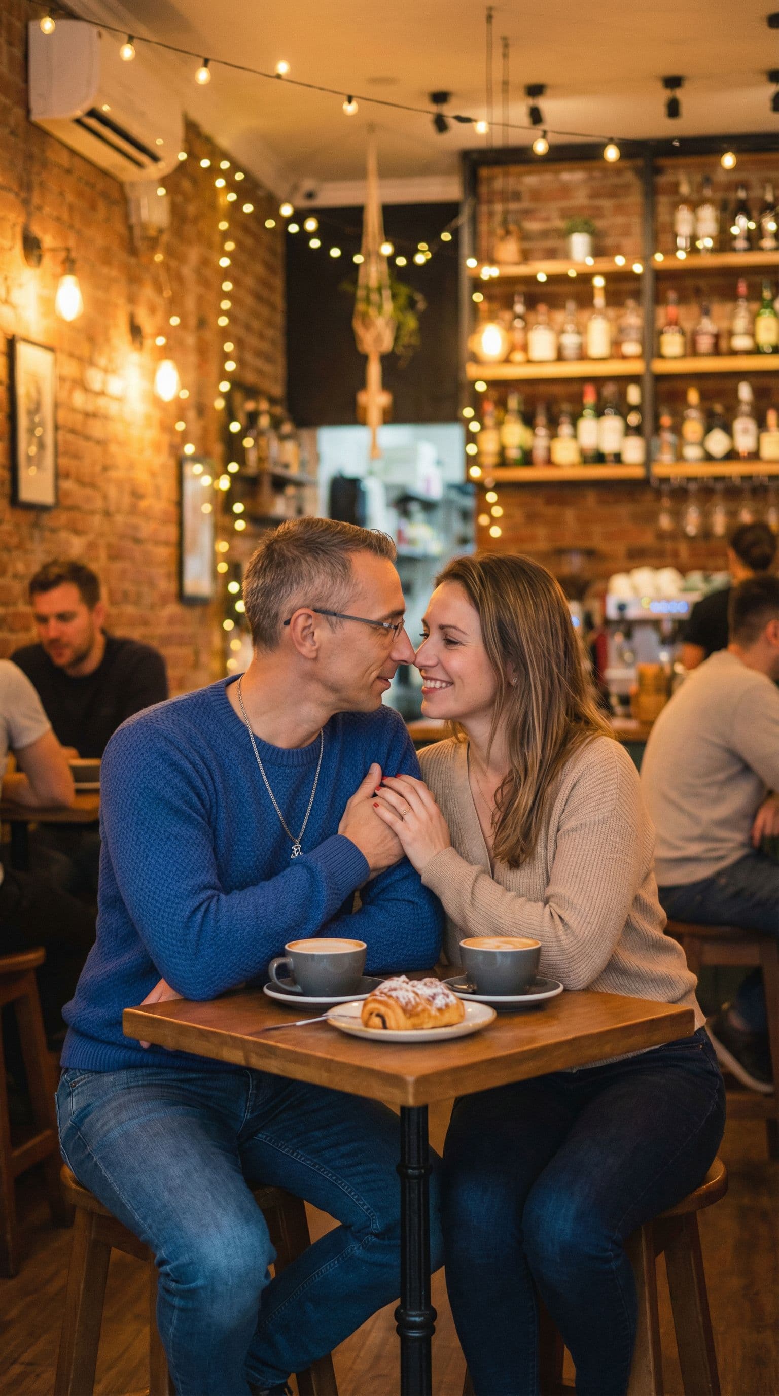 AI generated: me and my girlfriend intimate moment in cafee bar