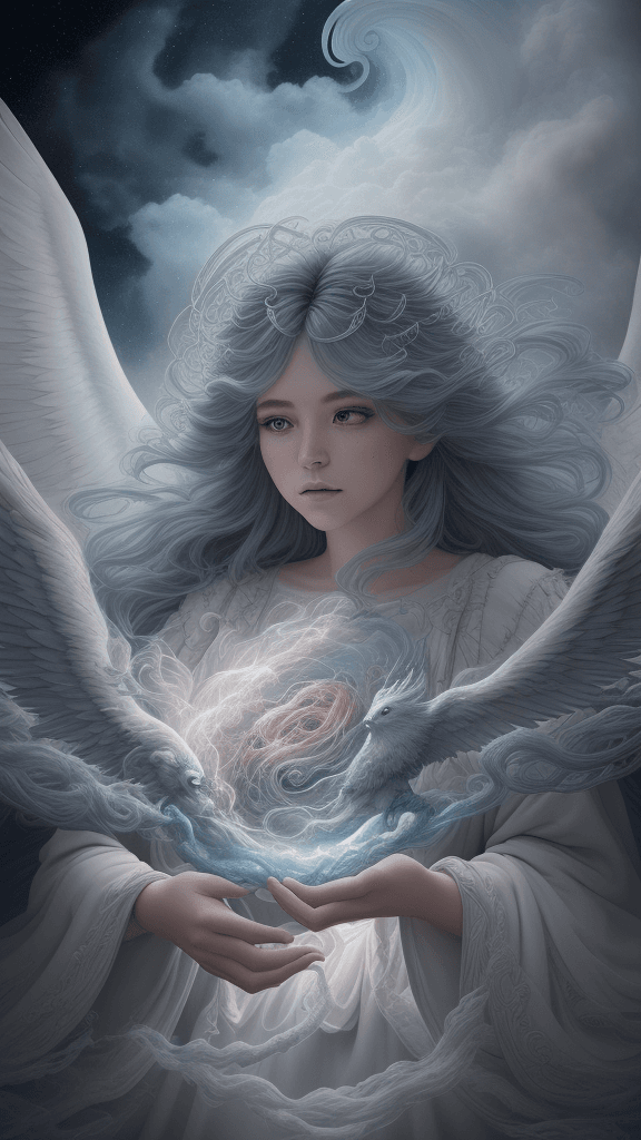 AI generated: (closeup (HDR) A celestial drama unfolded in the ethereal heavens as thick clouds formed an awe-insp...