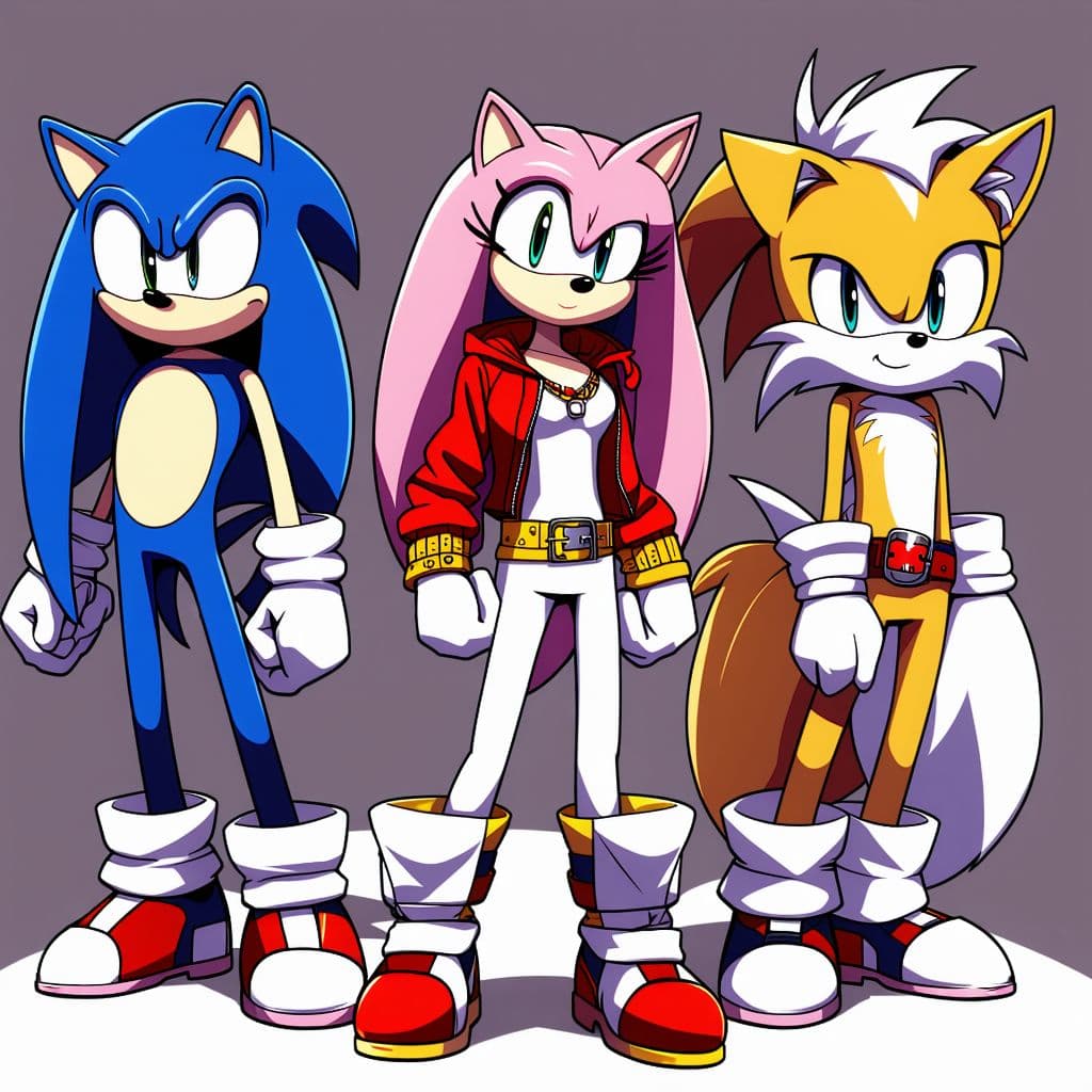 AI generated: Sonic the Pimp and his girls Rouge, Amy, Tikal and Blaze