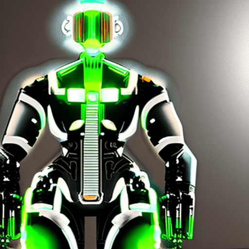 AI generated: (((white cyber armor, head piece, robot, neon light, war zone))), (((mechanical parts, spine, androi...