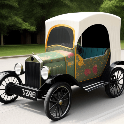 AI generated: Cute car made of silk,six wheels,