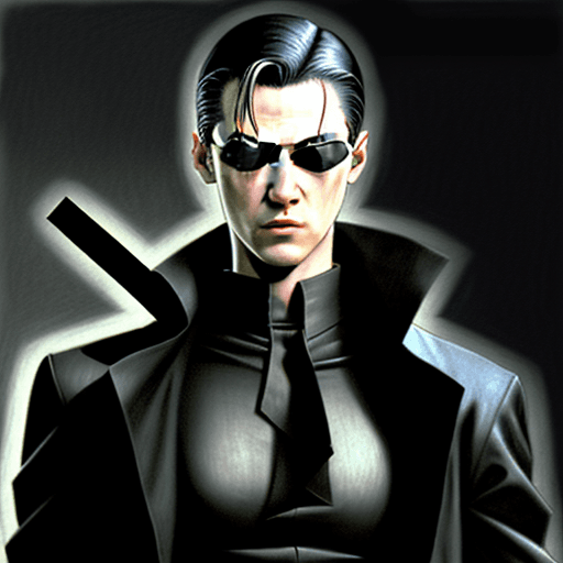 AI generated:  Male Neo from the Matrix, pencil art