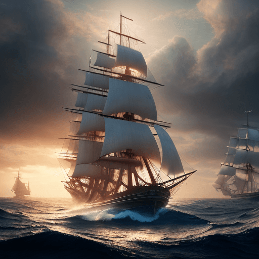 AI generated: photo of a ultra realistic sailing ship, dramatic light, pale sunrise, cinematic lighting, battered,...