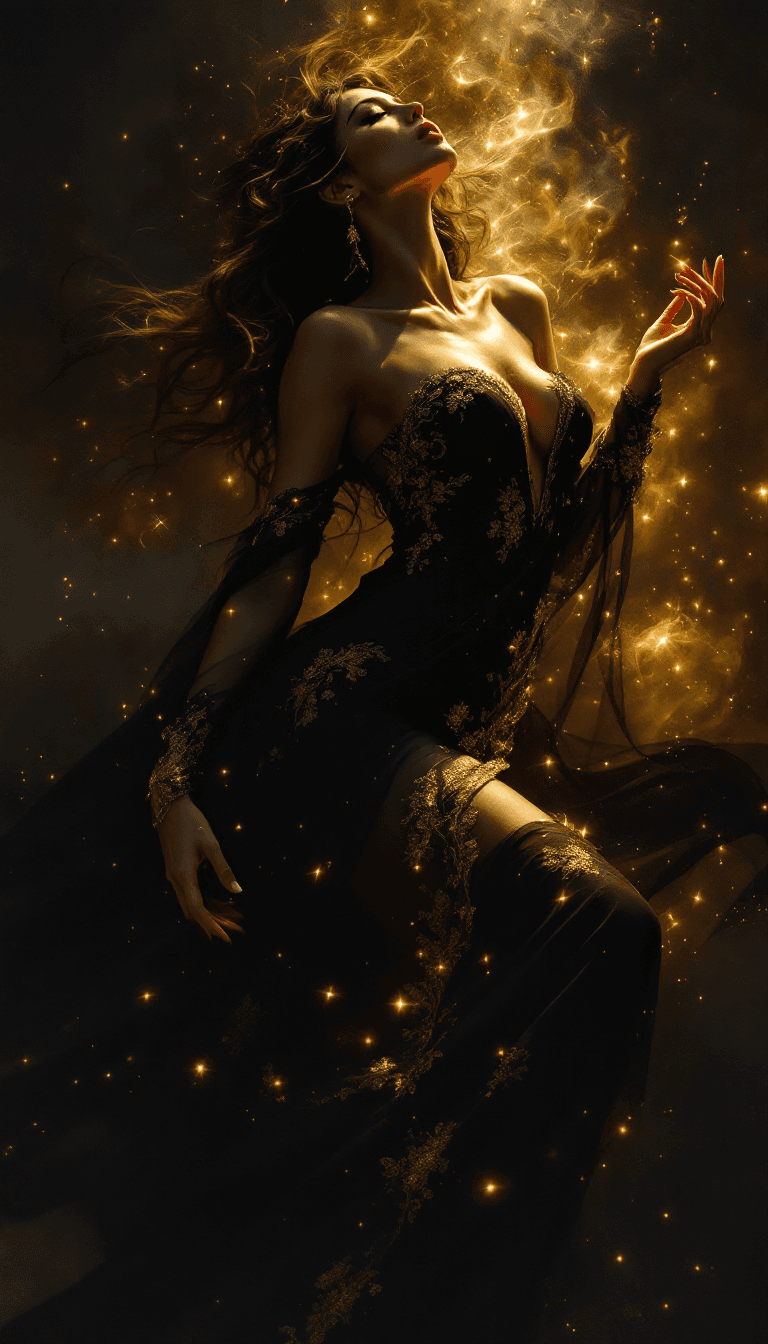 AI generated: Mystical Black and Gold Elegance