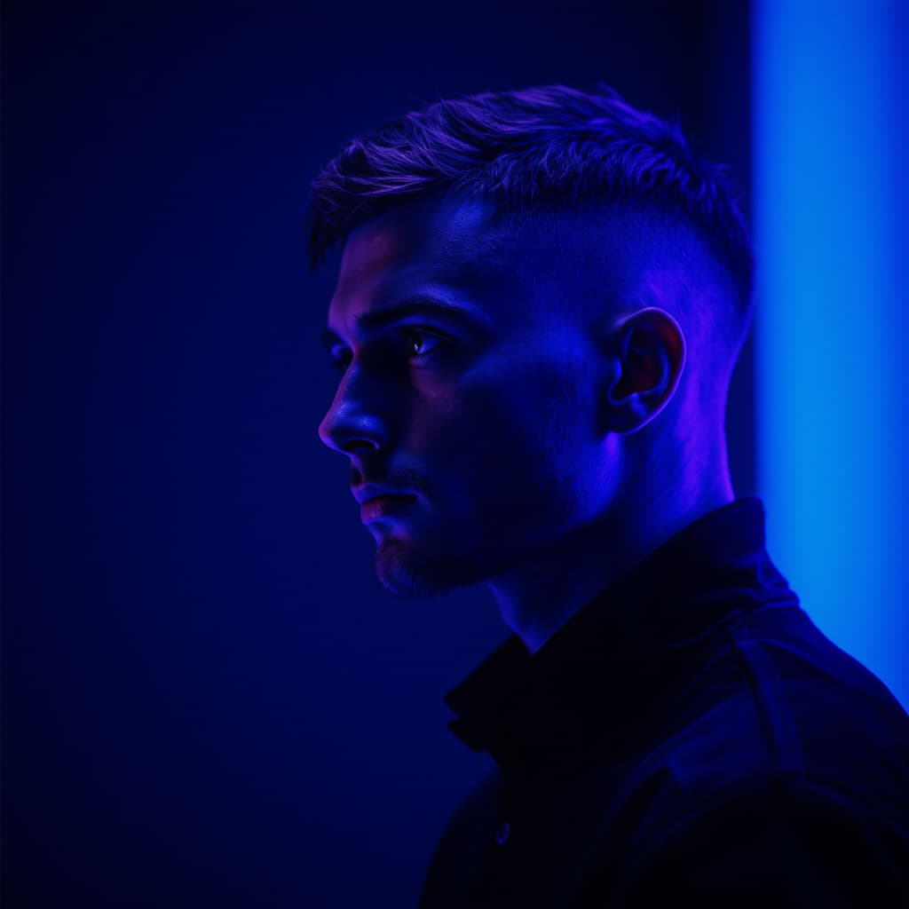 AI generated: side profile of a A 30-year-old Slavic man with short, brown hair styled in a short fade crop hairst...
