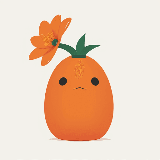 AI generated: plat illustration, playful, stylish, simplified and stylized, minimalist manga, orang flower, simpli...